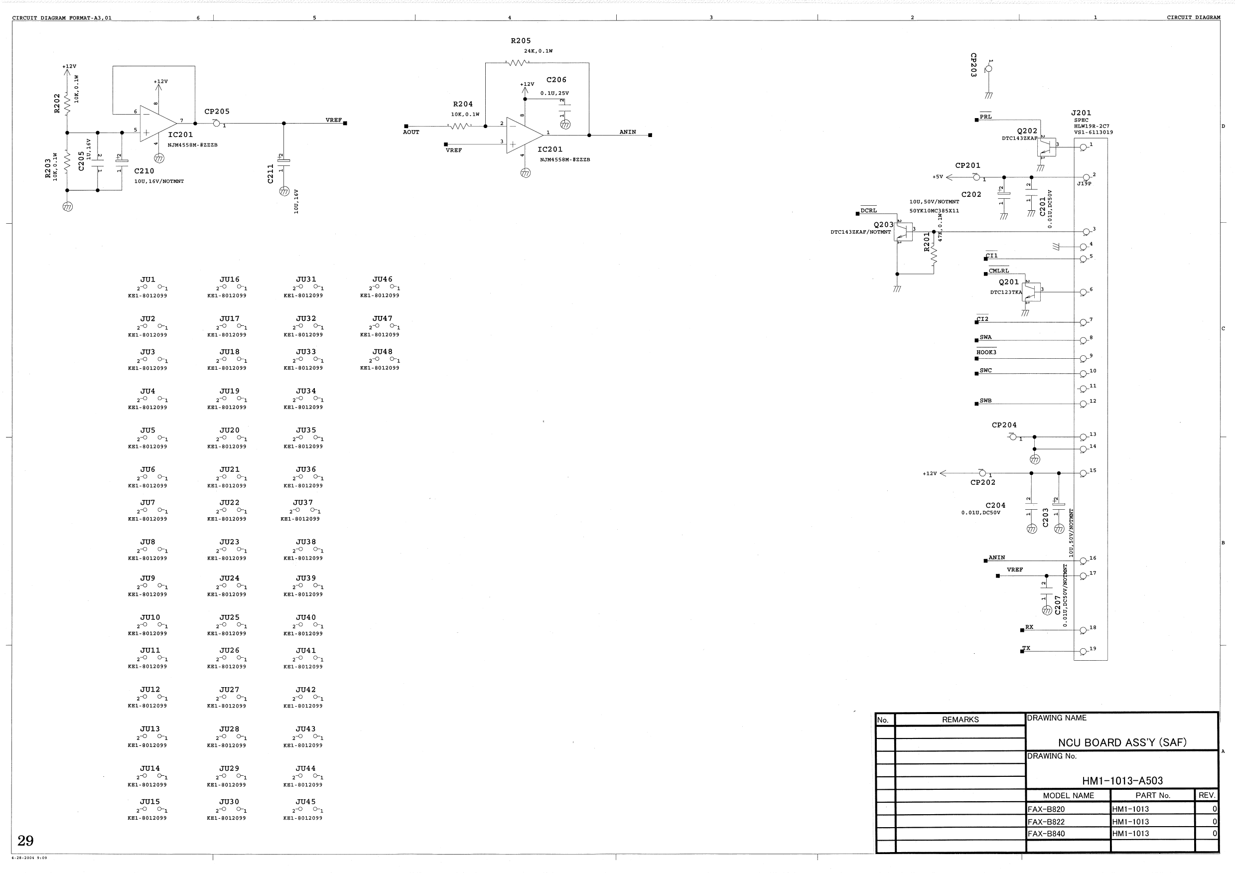 Canon FAX B820 B822 B840 NCU-BOARD Circuit Diagram-2